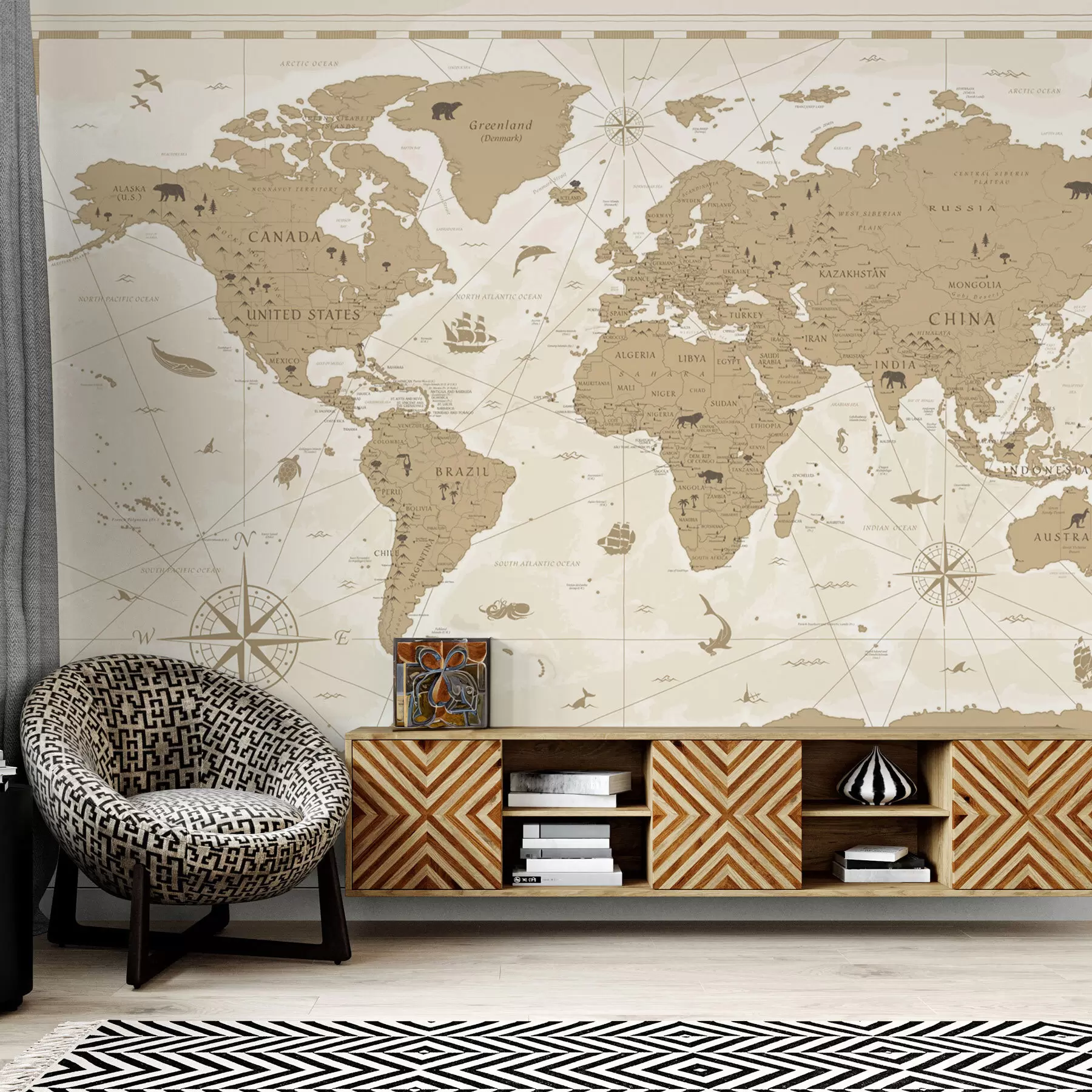 Murale Carte du monde vintage u99074