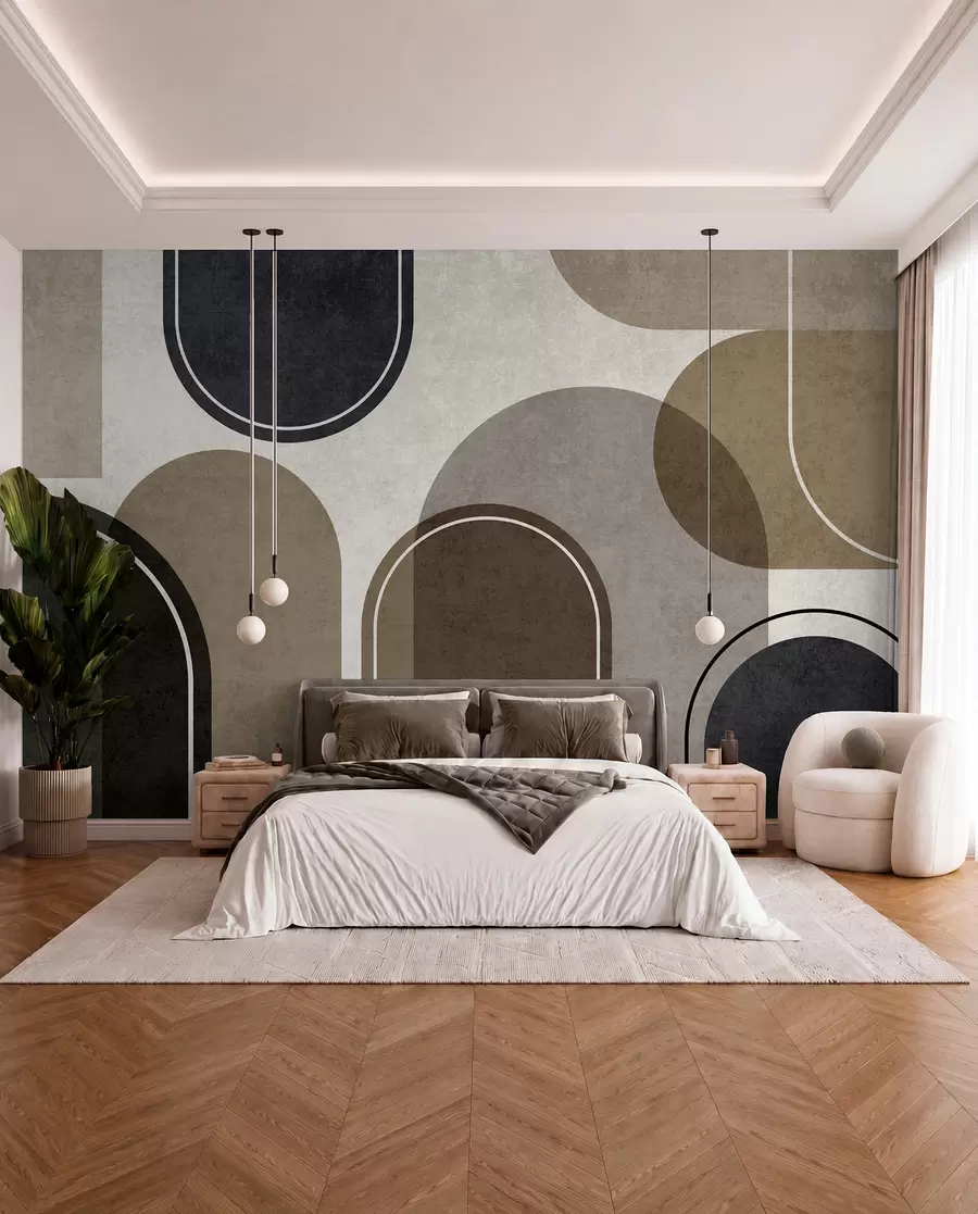 fototapeter Geometriske buer i beige farve u99095