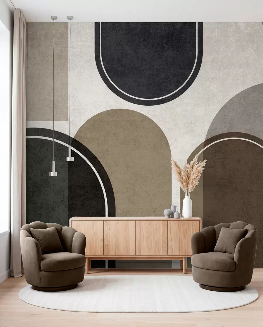 fototapeter Geometriske buer i beige farve u99095
