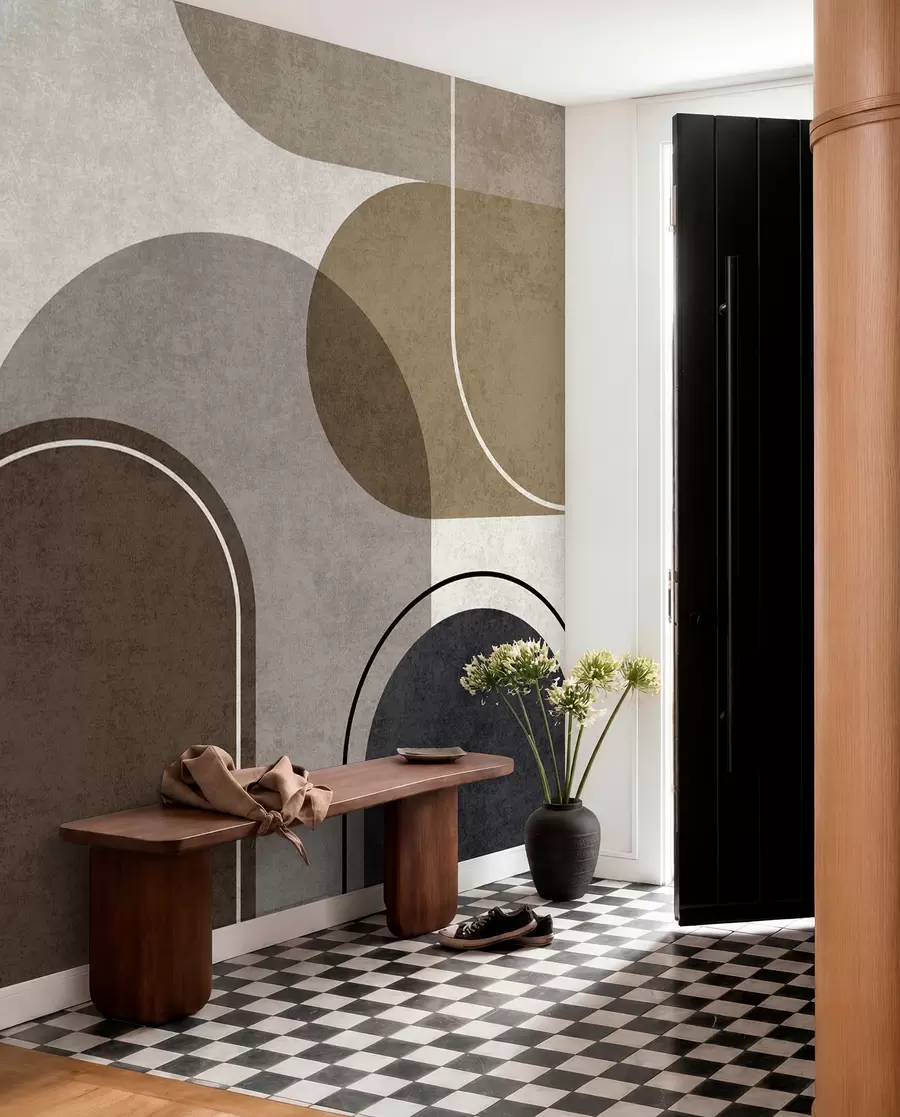 fototapeter Geometriske buer i beige farve u99095