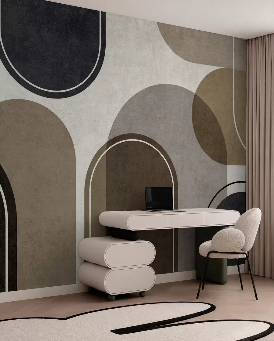 fototapeter Geometriske buer i beige farve u99095