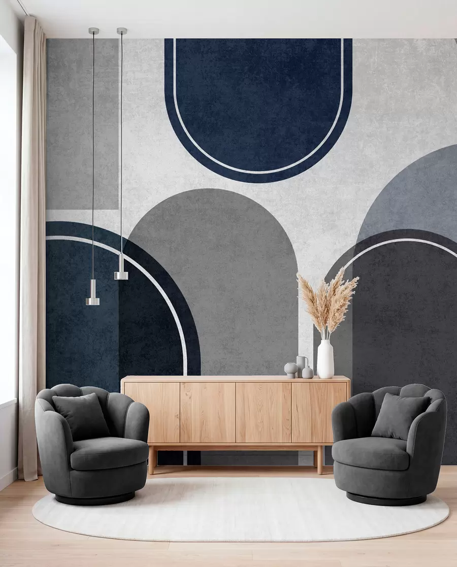 fototapeter Geometriske buer i blå u99095v3