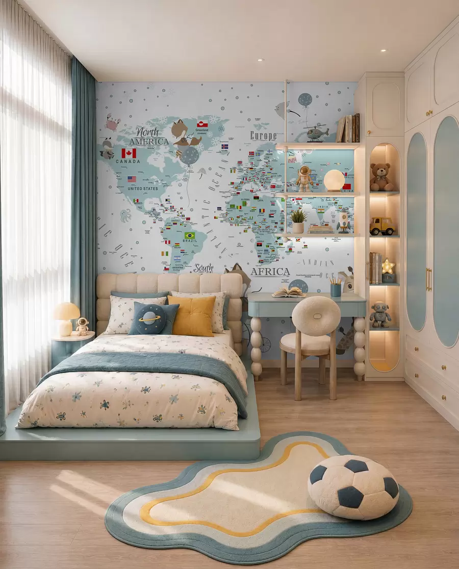 Murale Carte du monde pour enfants avec animaux u99228