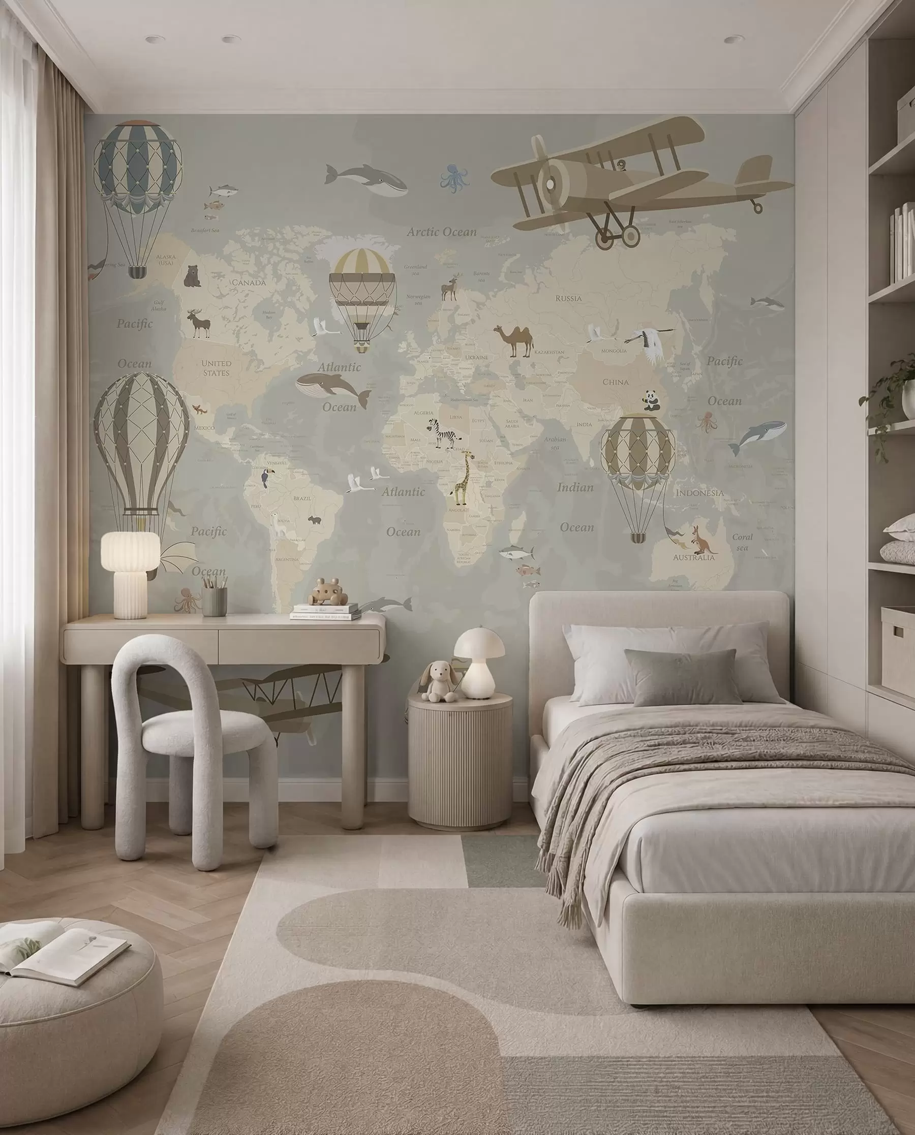 Murale Carte du monde et ballons I u36066d1
