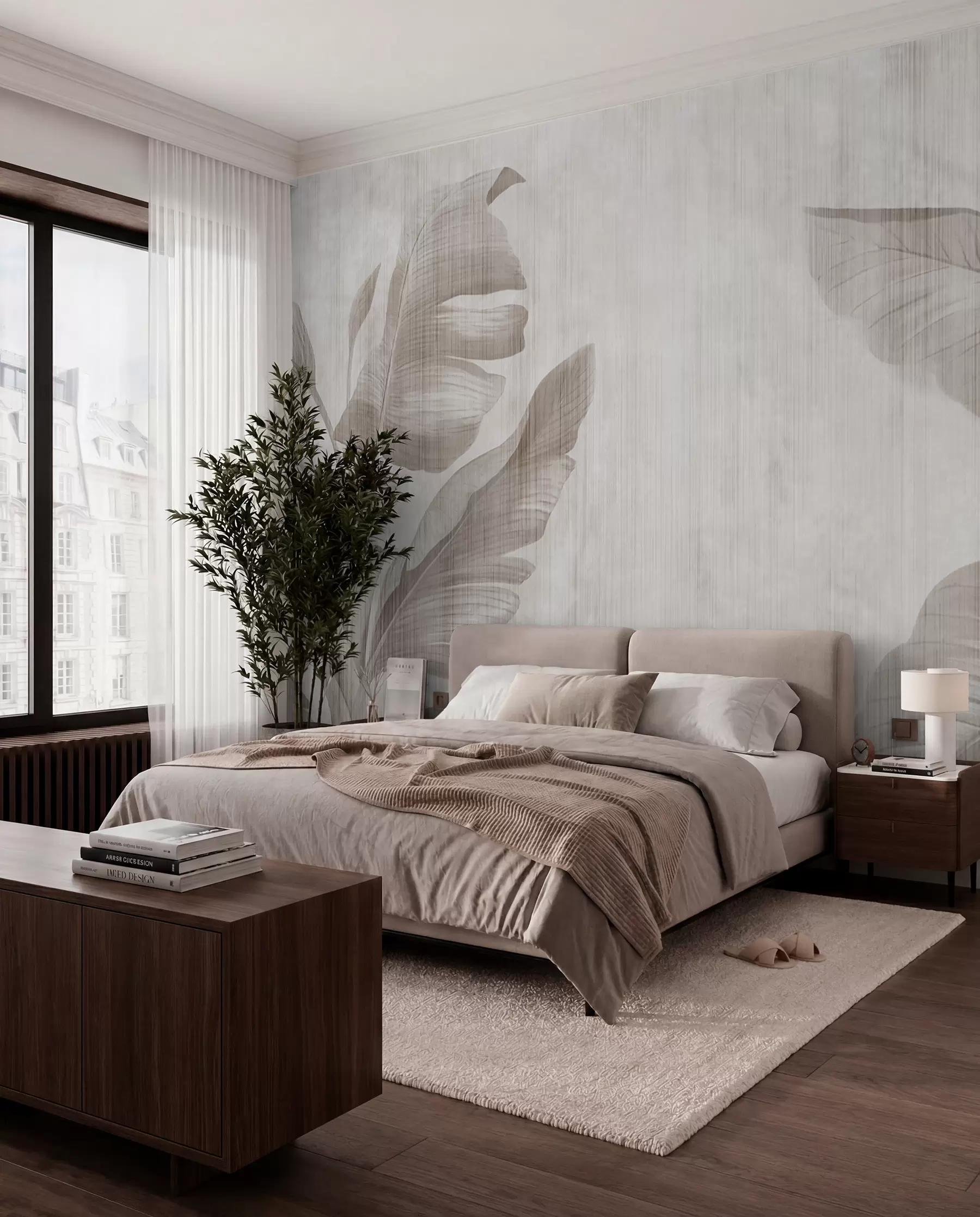 Murale Feuilles tropicales en style grunge u00299d2