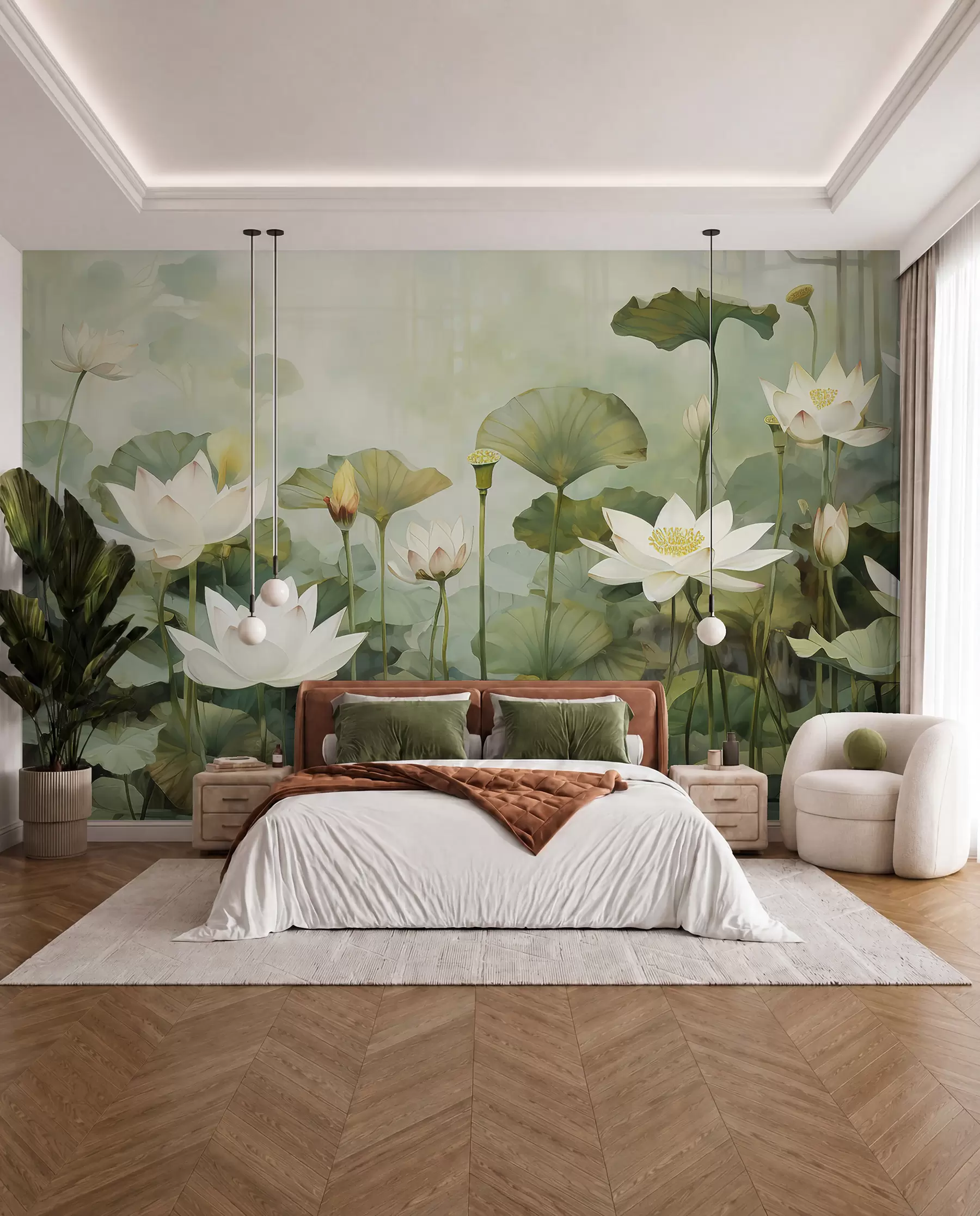 fototapeter Lotusblomster i søen, jungle, tropisk kunst, grønne områder u99454d1