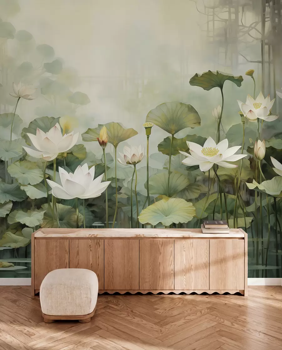 fototapeter Lotusblomster i søen, jungle, tropisk kunst, grønne områder u99454d1