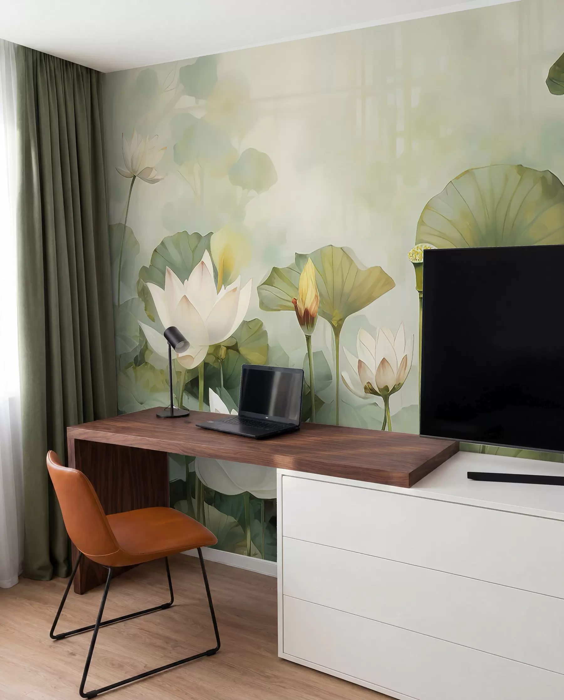 fototapeter Lotusblomster i søen, jungle, tropisk kunst, grønne områder u99454d1