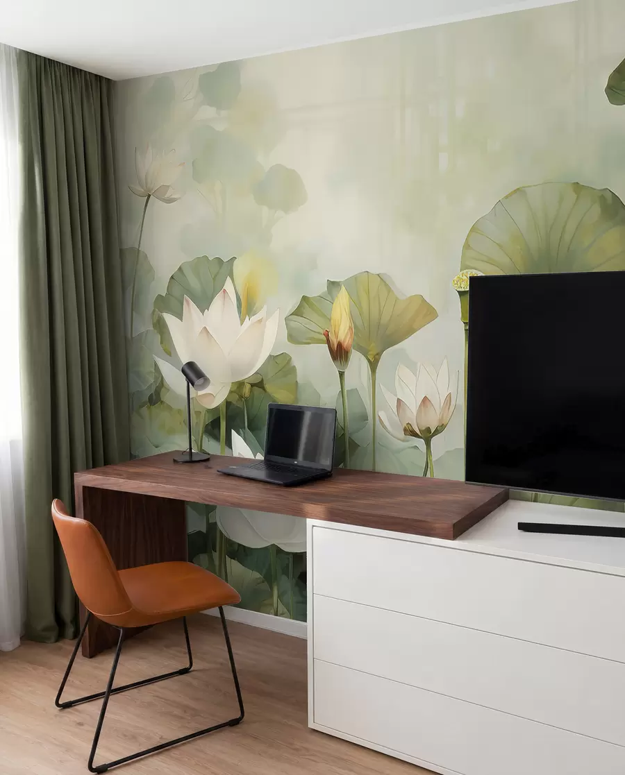 fototapeter Lotusblomster i søen, jungle, tropisk kunst, grønne områder u99454d1