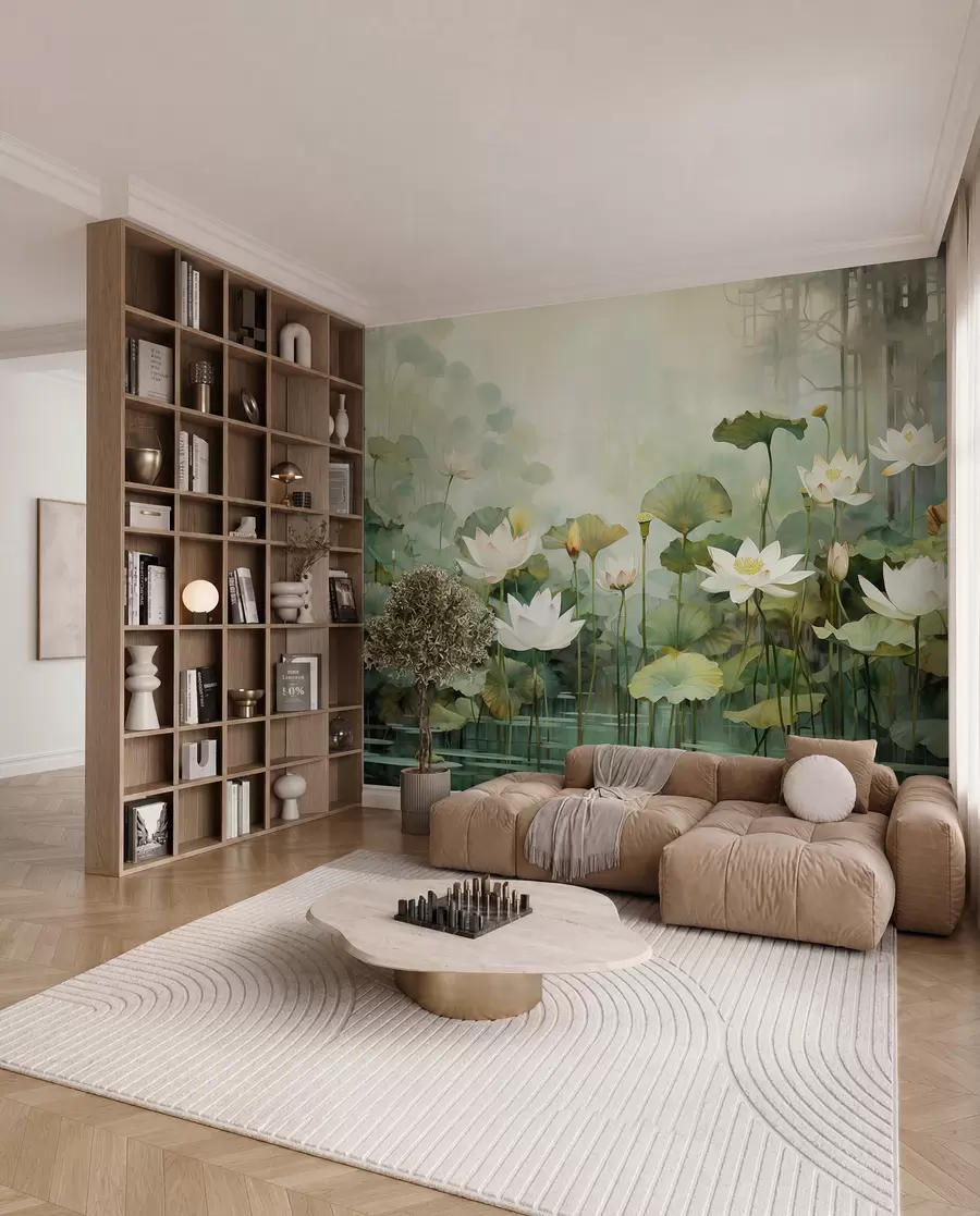 fototapeter Lotusblomster i søen, jungle, tropisk kunst, grønne områder u99454