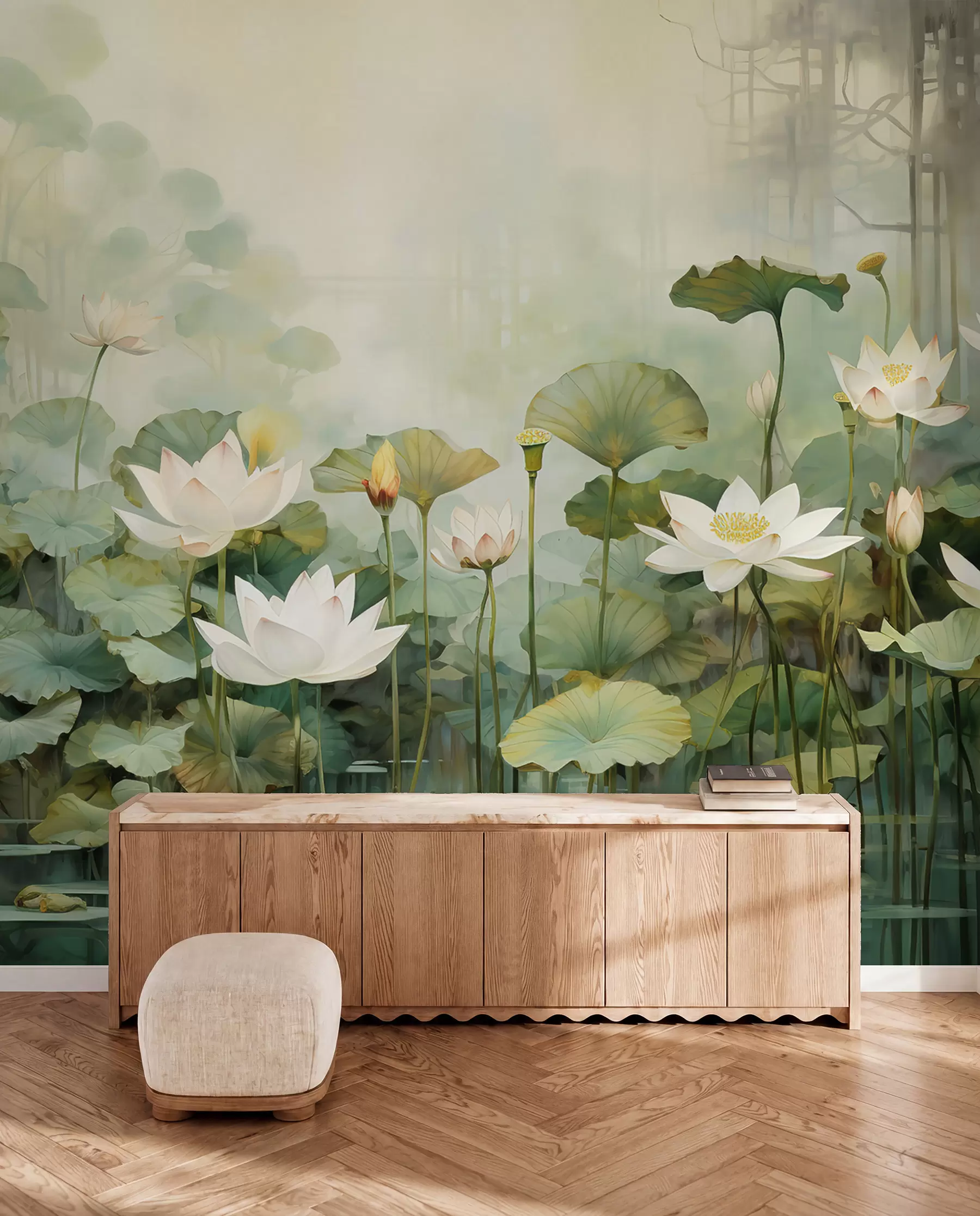 fototapeter Lotusblomster i søen, jungle, tropisk kunst, grønne områder u99454