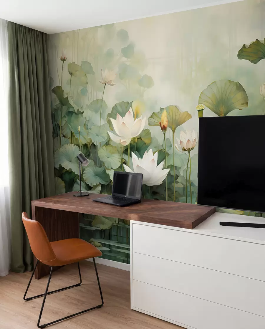 fototapeter Lotusblomster i søen, jungle, tropisk kunst, grønne områder u99454