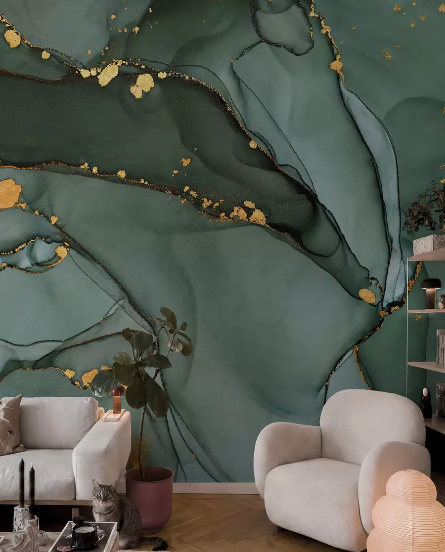 Murale Marbre Onyx de luxe avec fissures métalliques u50235d1