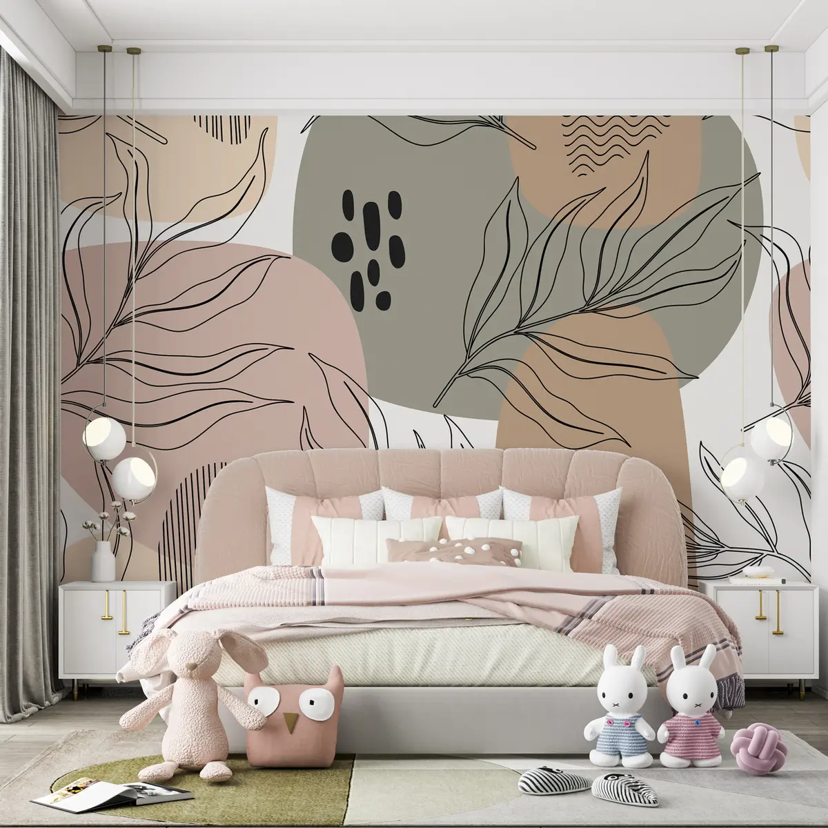 fototapeter Tropiske blade er håndmalede i et sømløst mønster u99422