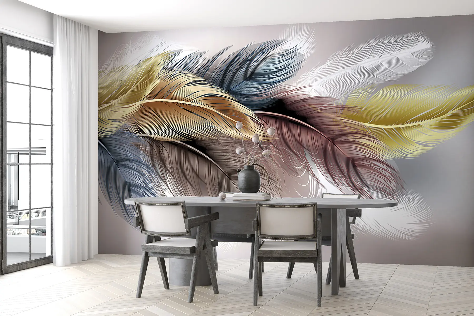 Murale Plumes colorées u41008d2
