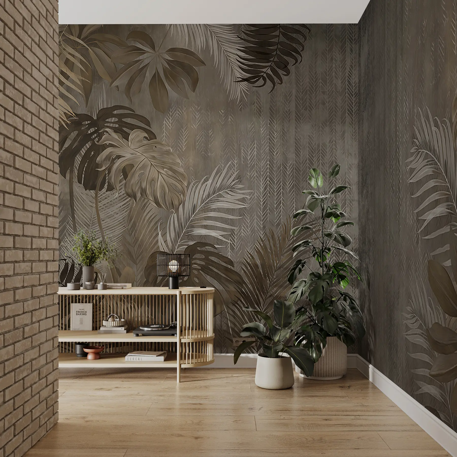 Fototapete Tropische Blätter im Grunge-Stil u97012d2