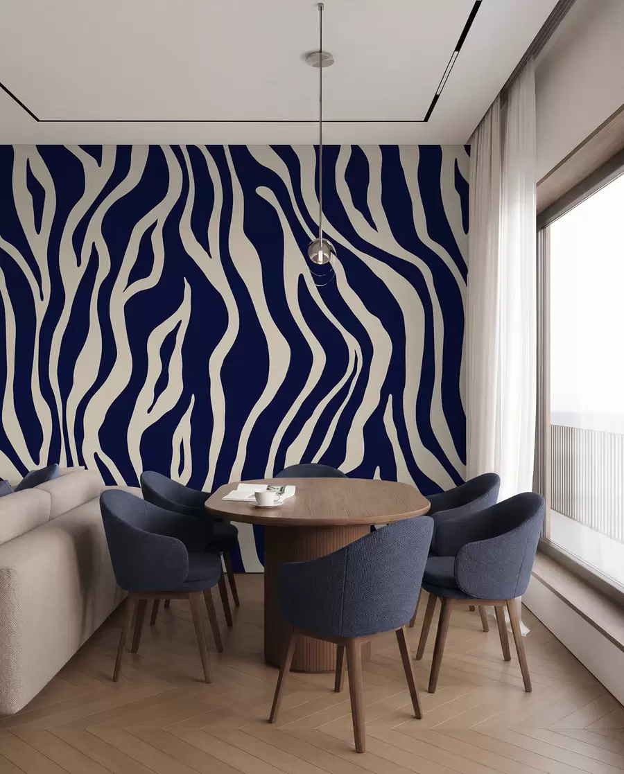 fototapeter Vektorprint af zebraskind i blå og hvide farver u99173v1