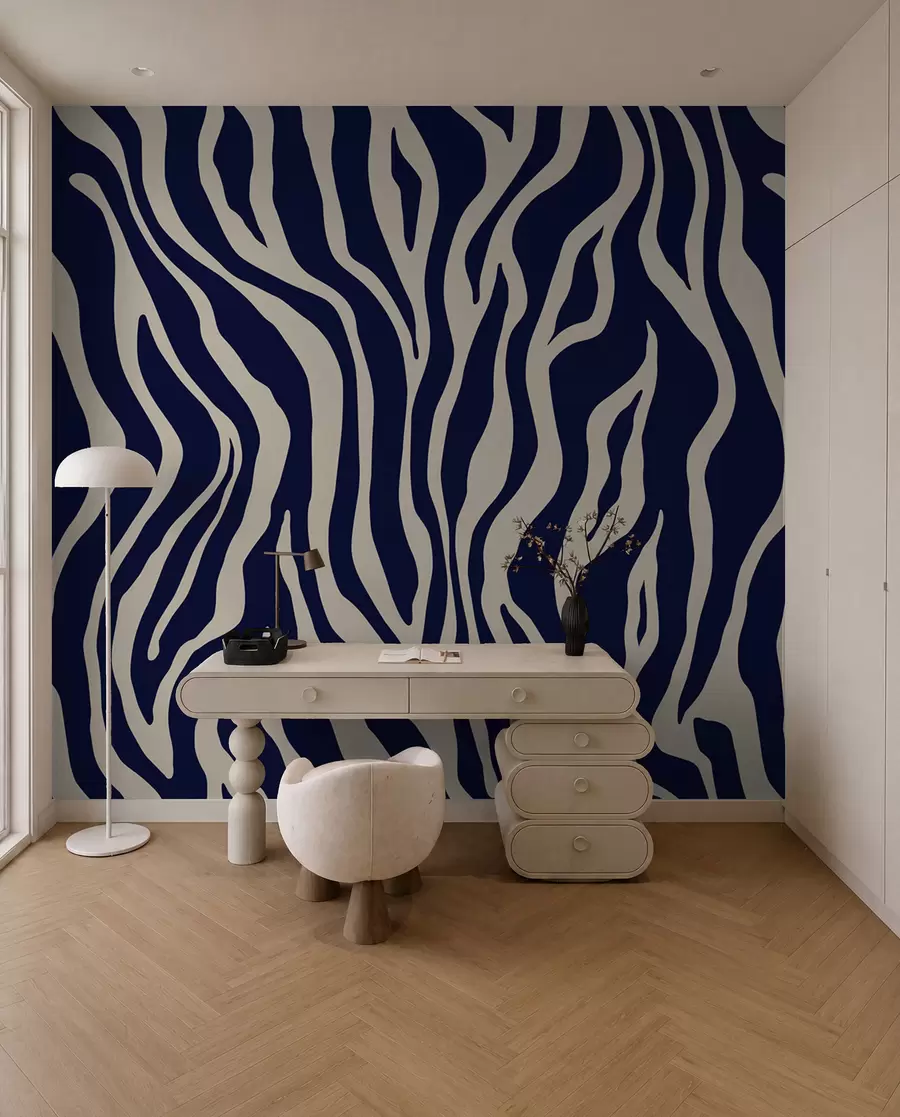fototapeter Vektorprint af zebraskind i blå og hvide farver u99173v1